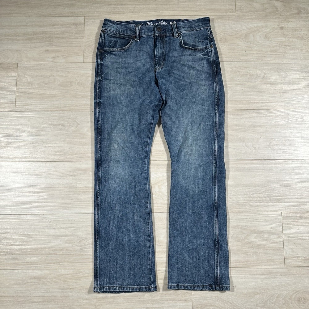 Wrangler Retro Mens 31x32 Blue Slim Straight Bootcut Cowboy Jeans 1077MWZGL